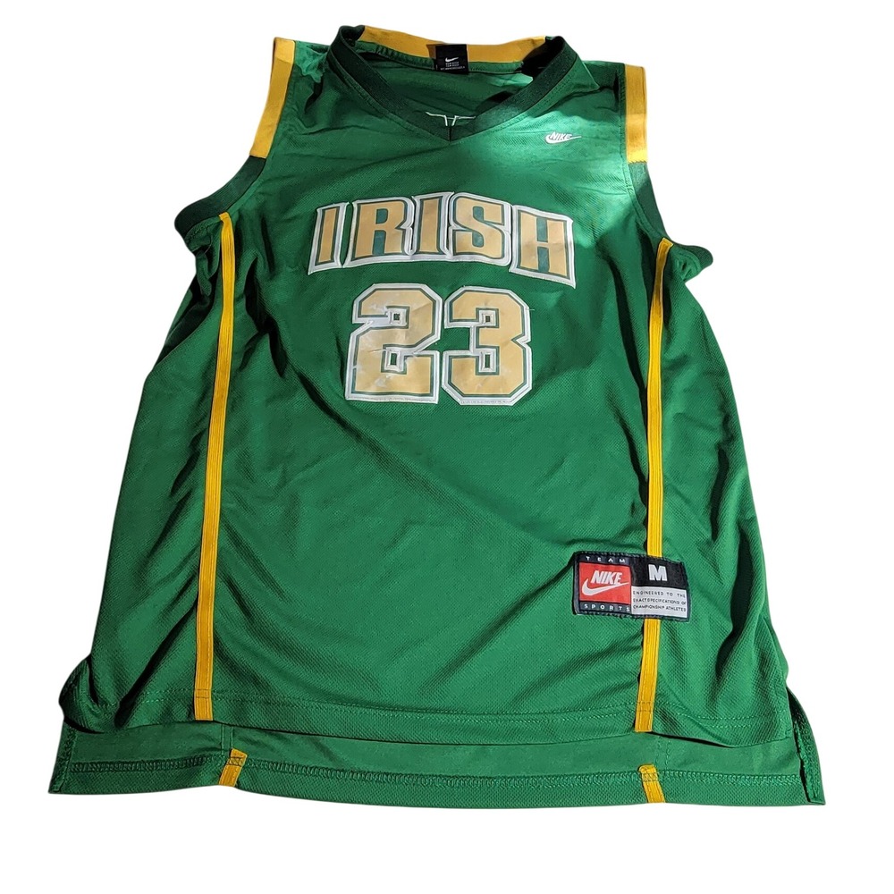 Nike LeBron James SVSM Irish 23 Basketball Jersey Green Gold Mens Medium